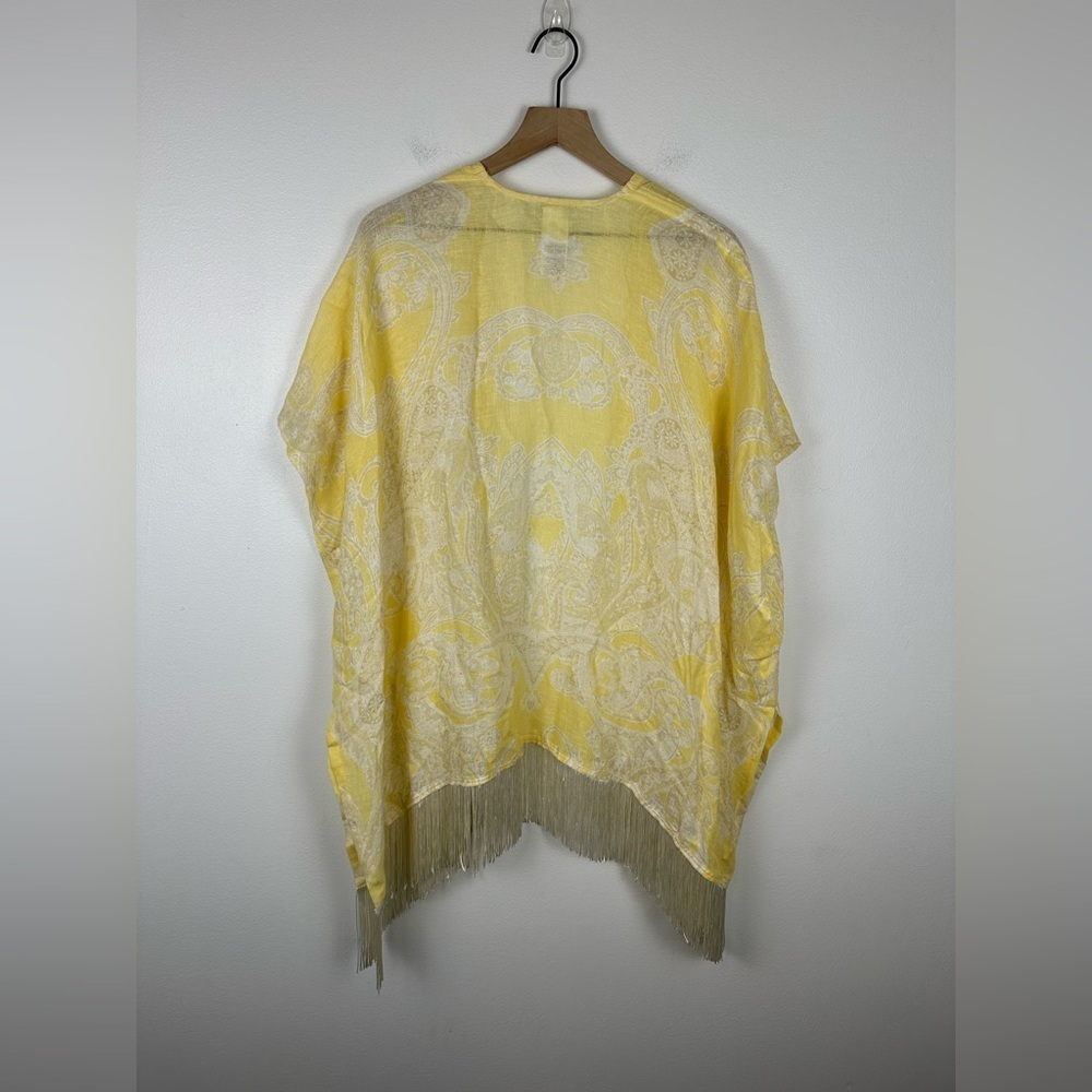 Chico’s 100%‎ Linen Paisley Ruana Wrap Cardigan Women’s Sz S/M lightweight - Picture 2 of 6